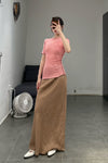 BASERANGE France organic cotton ruffled textured T-shirt BAS-TTVN-RBV-WI22-FENHONG pink